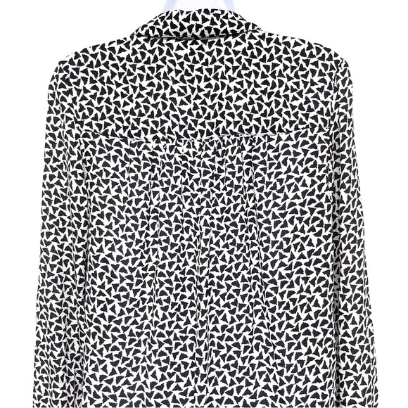 H&M Geometric Abstract Print Pattern Button Up Blouse Shirt Top Black White XS - Picture 7 of 9